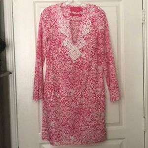 Pink and White Lilly Pulitzer Tunic Coverup Dress